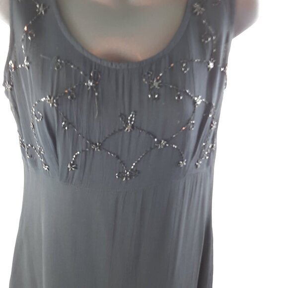 Size 8 Mezanole Sleeveless Elegant Black Beaded  Sheer Formal Evening Mi… - Picture 1 of 10